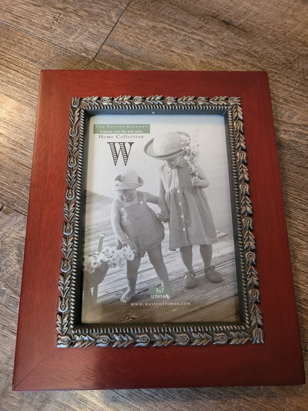 Weston Gallery Home Collection Cherry Wooden 5x7 Picture Frame Metal Border
